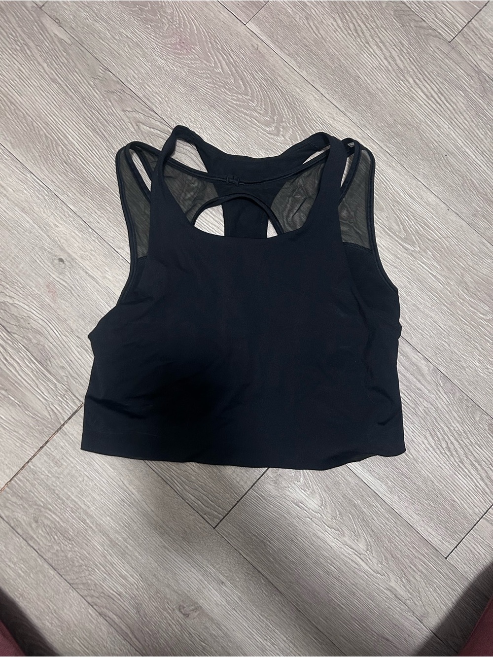 lululemon athletica Black Mesh-Back Crop Top